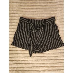 Rewash Women's Linen Blend Striped Shorts‎ with Belt – Size Small